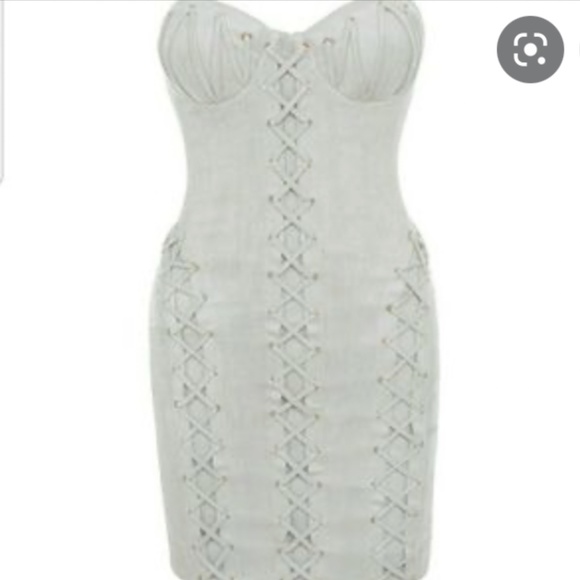 House of CB Dresses & Skirts - HOUSE OF CB 'Irvina' Suedette Dove Grey Strapless Dress SIZE XS